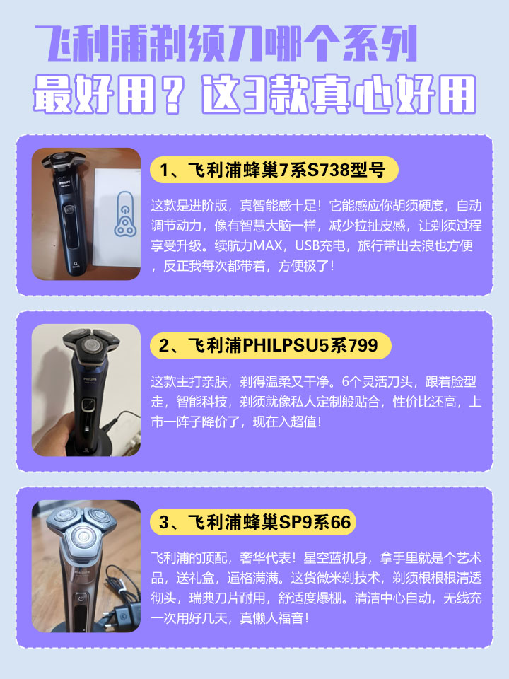 飞利浦最新系列剃须刀，高效剃须首选体验推荐